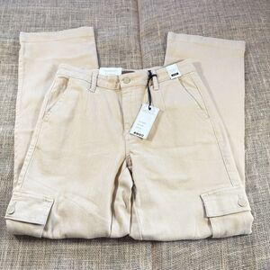 NEW Judy Blue Woman's Khaki Straight Leg Mid-Rise Cargo Pants Size 7/28 30x31